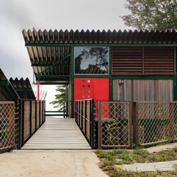 Secure gated walkway entrance with feature doorway