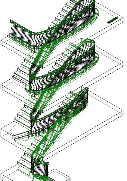 computer generated model of wave balustrade