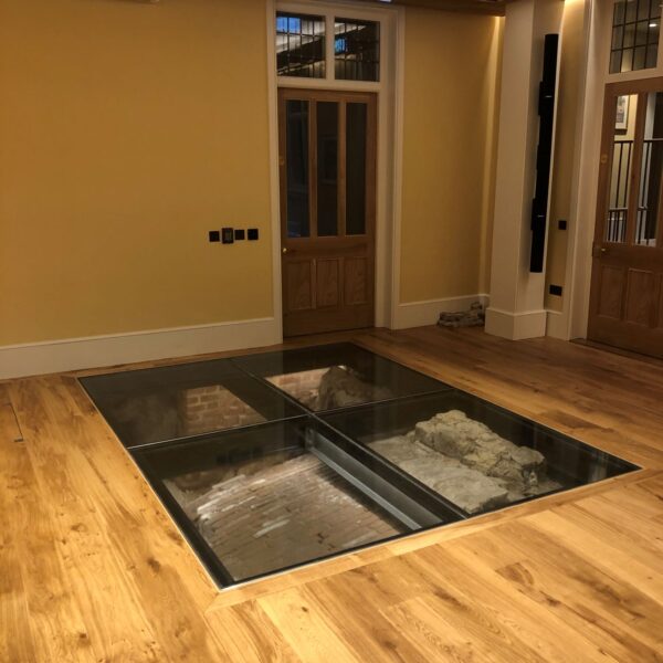 Glass floor above archaeology